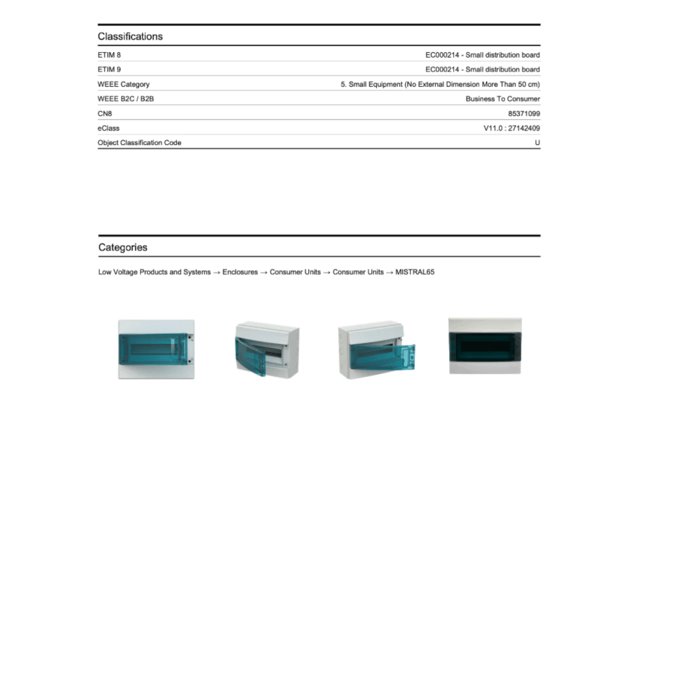 ตู้คอนซูเมอร์ยูนิตกันน้ำ 12 ช่อง ABB MISTRAL 12 MODULES (IP65 ฝาใส)